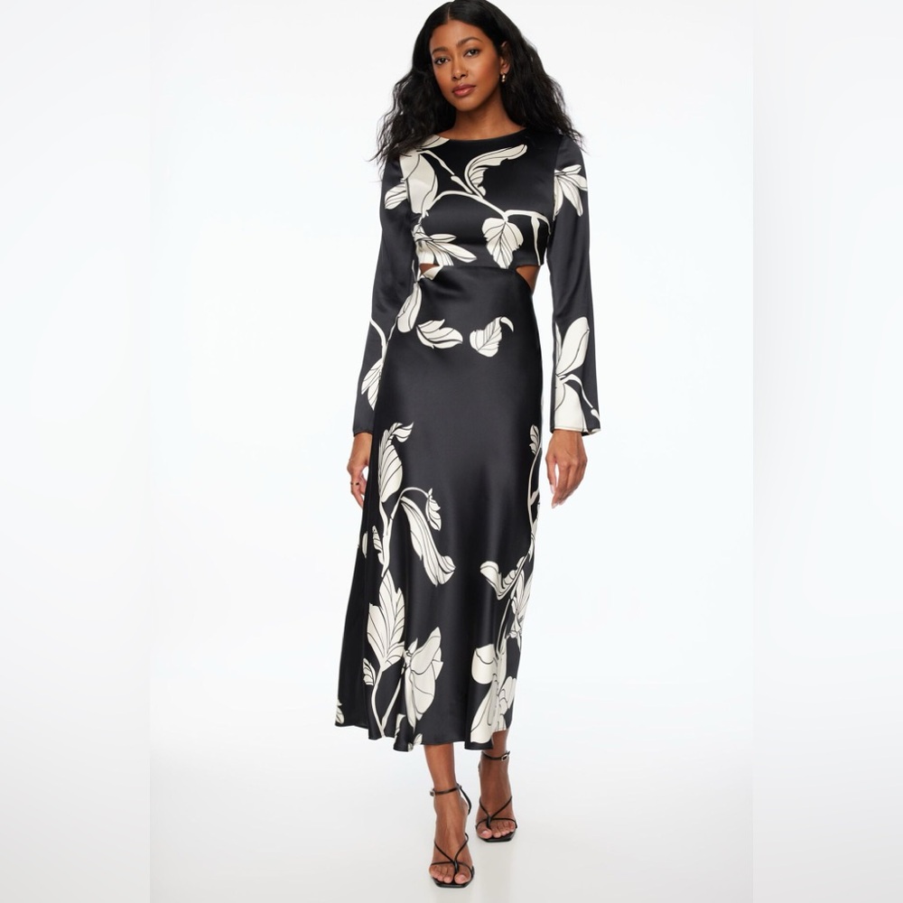 Dynamite Black and White Asymmetrical Wrap Dress